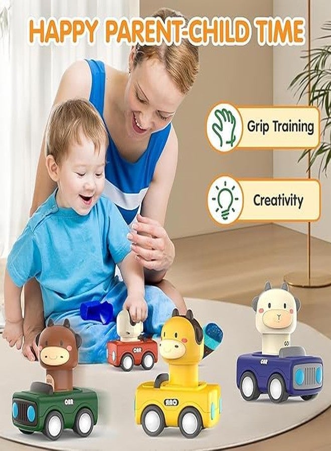 acrown Cute Animal Toys for Kids Sensory Worm Animal Wind up Colorful Toy Insect Figurines for Boys and Girls Multicolor (Press car) - Image 3